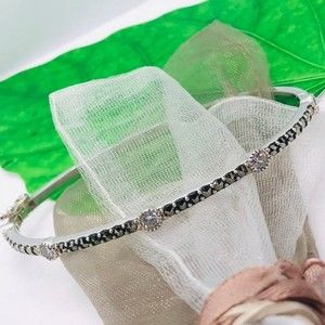 Vintage Sterling Silver Marcasite CZ Bangle Bracelet 7"